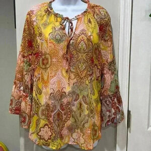 Anthropologie Fig and Flower Paisley Print Boho Blouse Size small